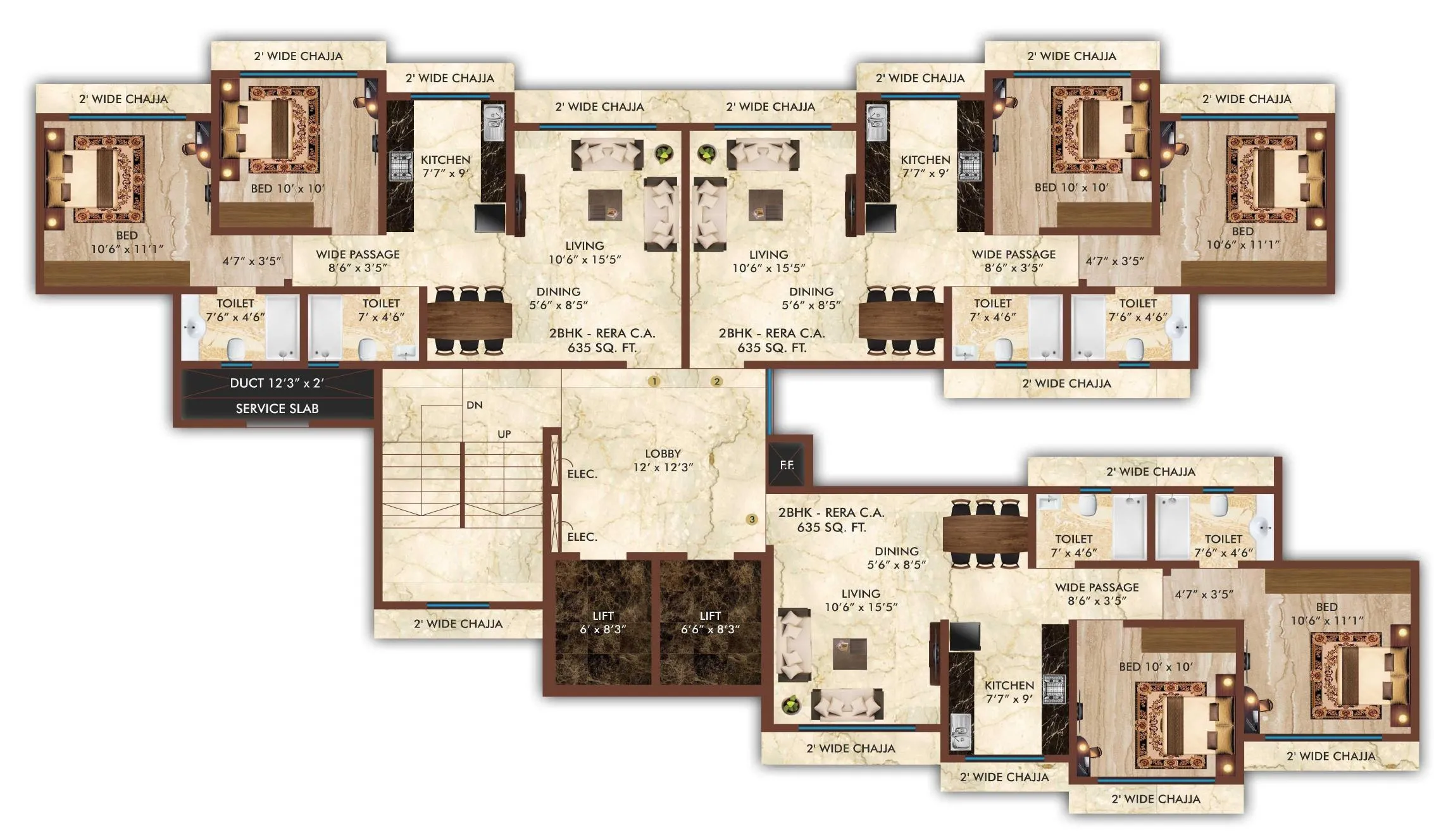 Safal Park 2BHK Floor Plan